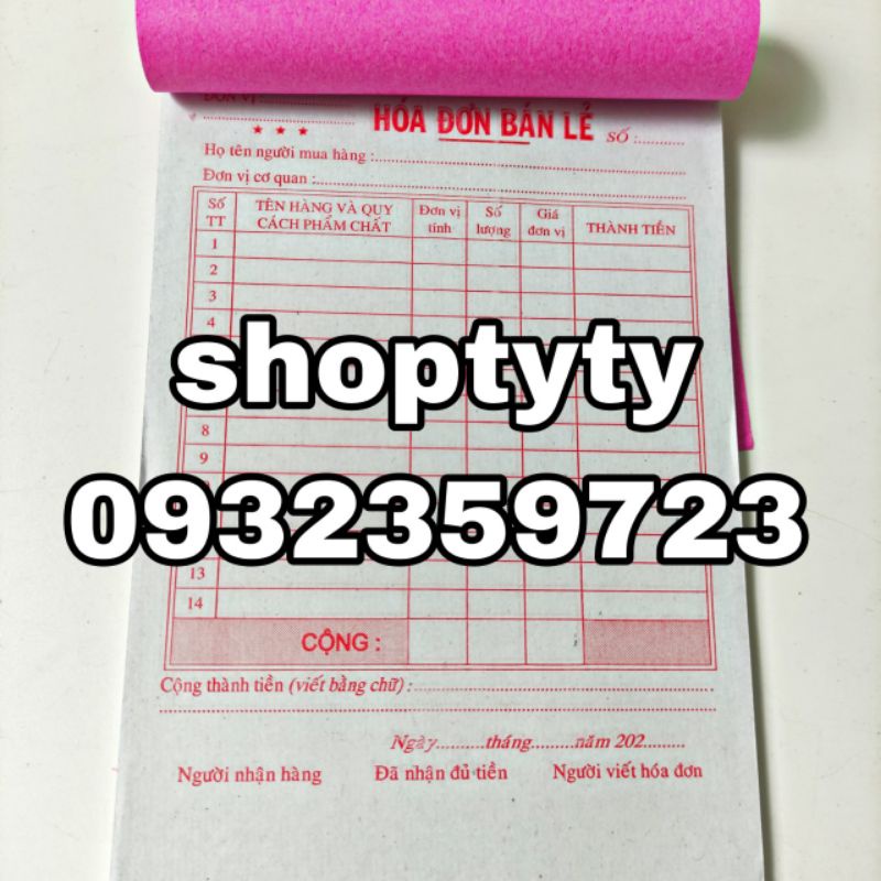 10 Cuốn Sổ Hóa Đơn 1 Liên ( 80 tờ )Ghi Giá