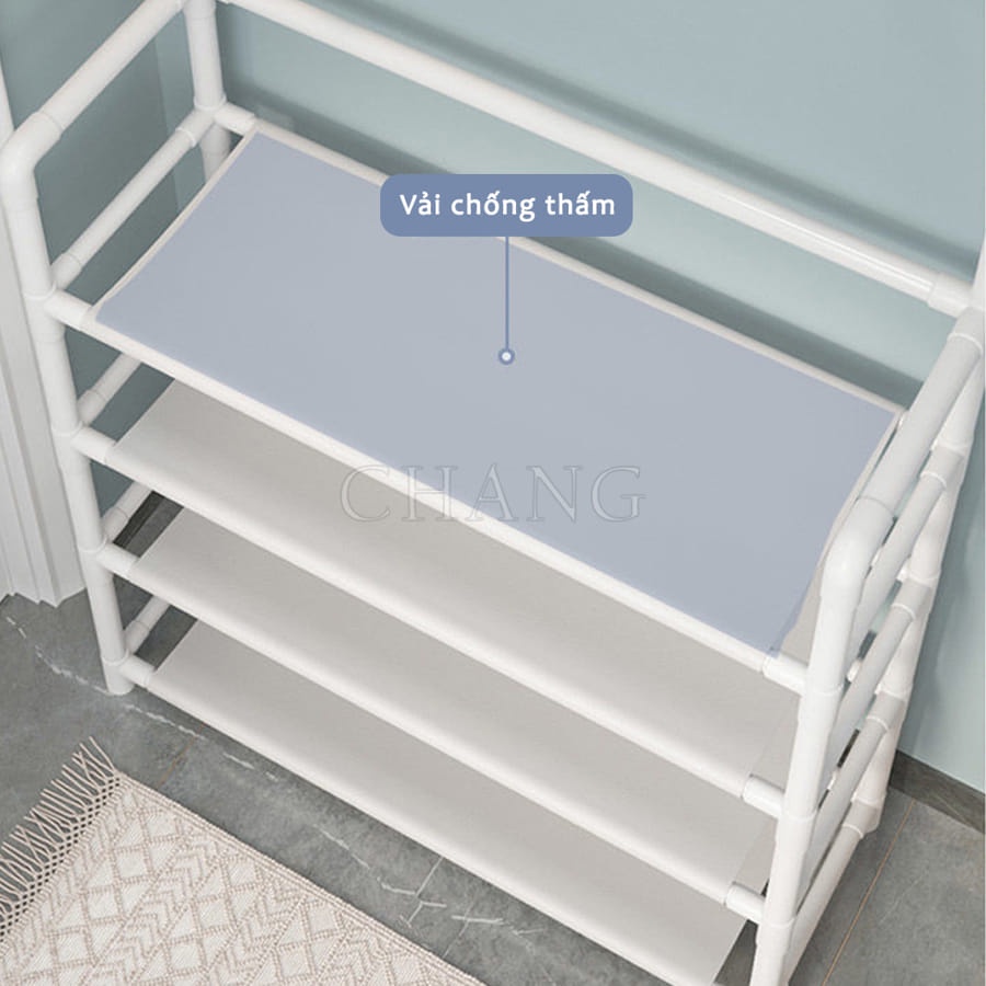 Kệ để giày dép chữ L , thiết kế treo đồ đa năng lắp ghép 4 tầng tặng kèm 8 móc treo, chất liệu thép chịu lực tốt ,kệ để giày siêu rẻ bền đẹp