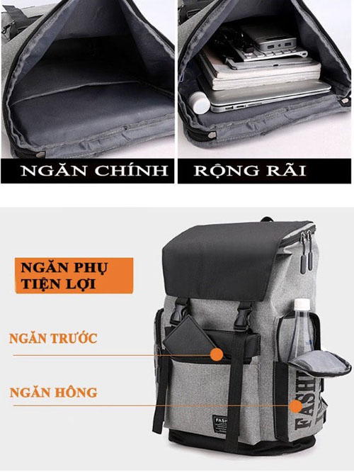 [SIÊU HOT] Balo thời trang laptop 16inch siêu dày (Xám) LT2
