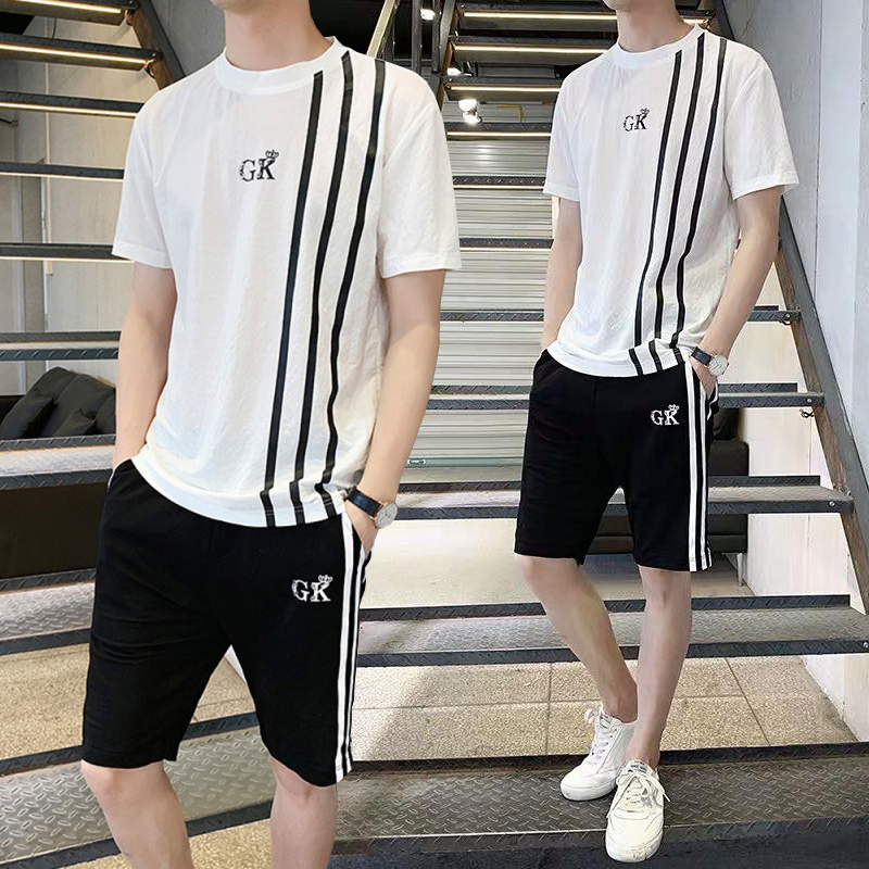 Bộ Quần Áo Thun Nam Thể Thao Tay Ngắn Kết Hợp Quần Short GK Họa Tiết Ba Sọc Sành Điệu FORHIMCS2 SET NAM 90000103