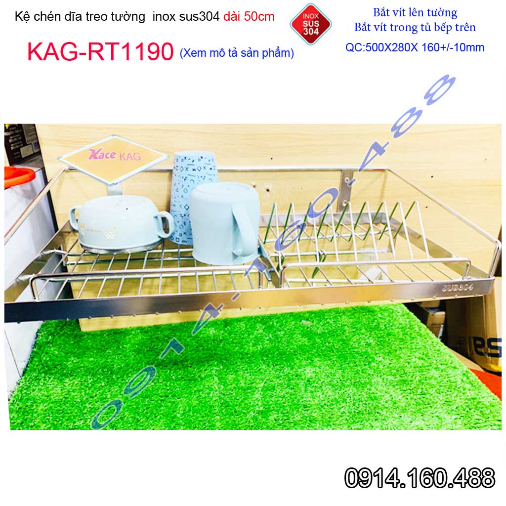 Kệ đựng chén bát inox SUS304, kệ úp chén bát 1 tầng inox dài 50cm KAG ...