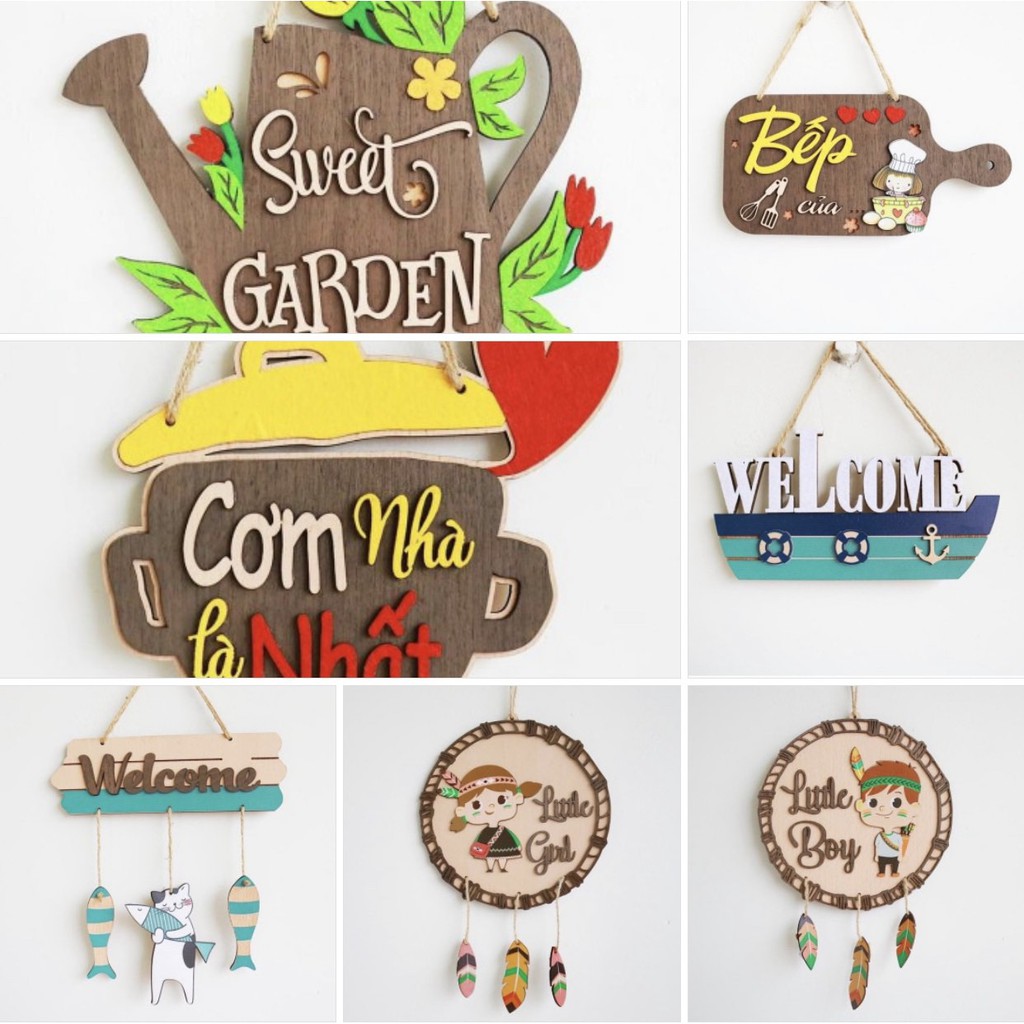 Bảng Gỗ Treo Cửa Decor Siêu Xinh