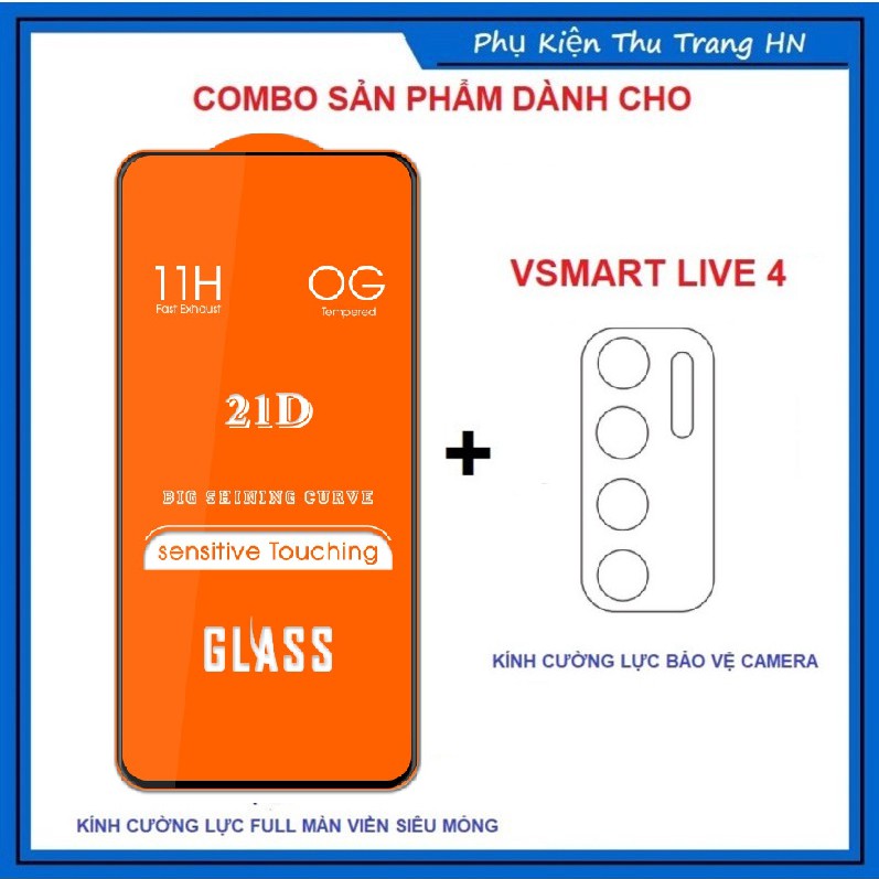 Vsmart Live 4 - COMBO Kính cường lực full màn hình + dán bảo vệ camera chống trầy xước bụi bẩn cho Vsmart Live 4