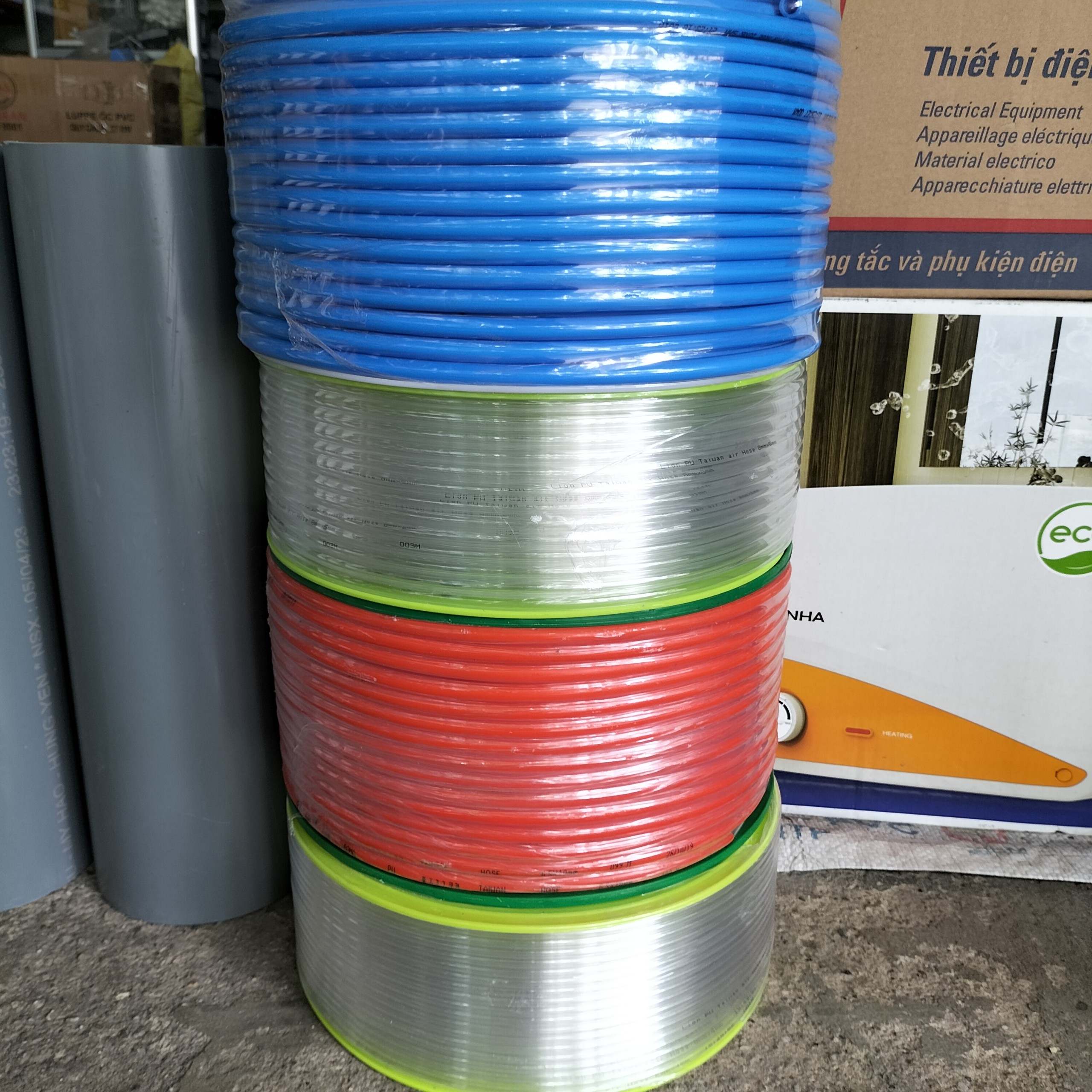 1 cuộn dây hơi pu khí nén, ống hơi, phi 6 . 8, 10mm