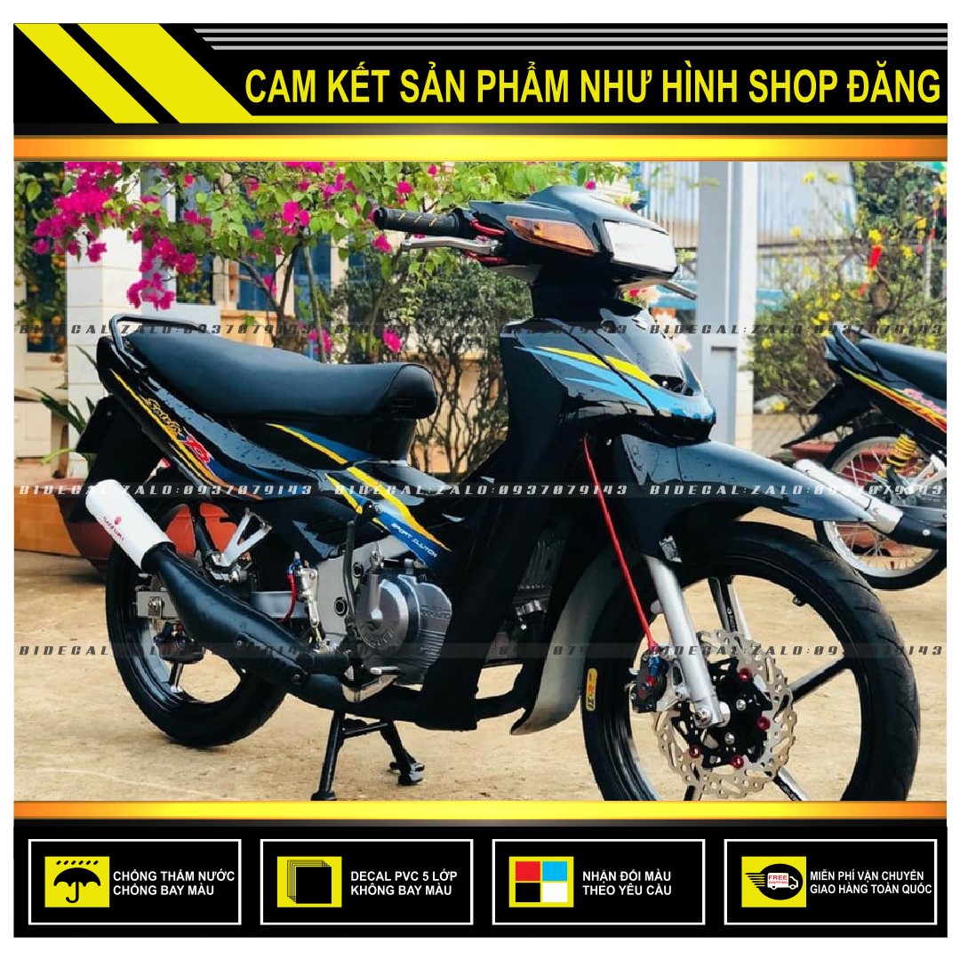 TEM RỜI SATRIA R PHỐI XANH ĐEN VÀNG