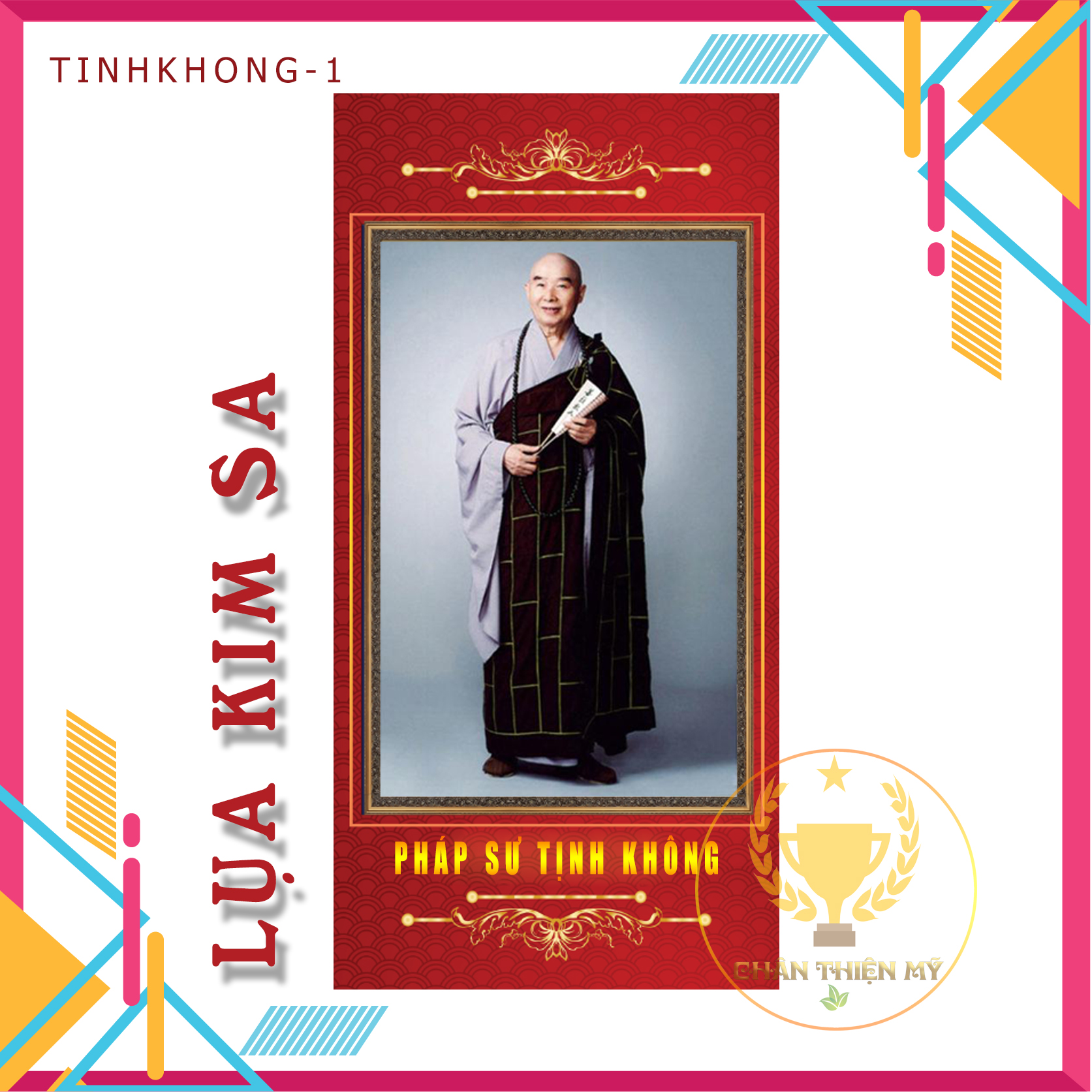 Pháp sư tịnh không - tranh vải kim sa cao cấp 40x80cm