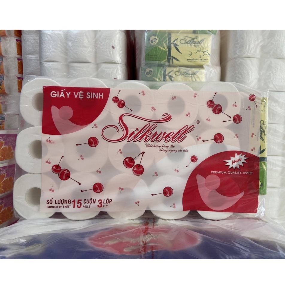 Giấy vệ sinh cao cấp 3 lớp Silkwell 15 cuộn