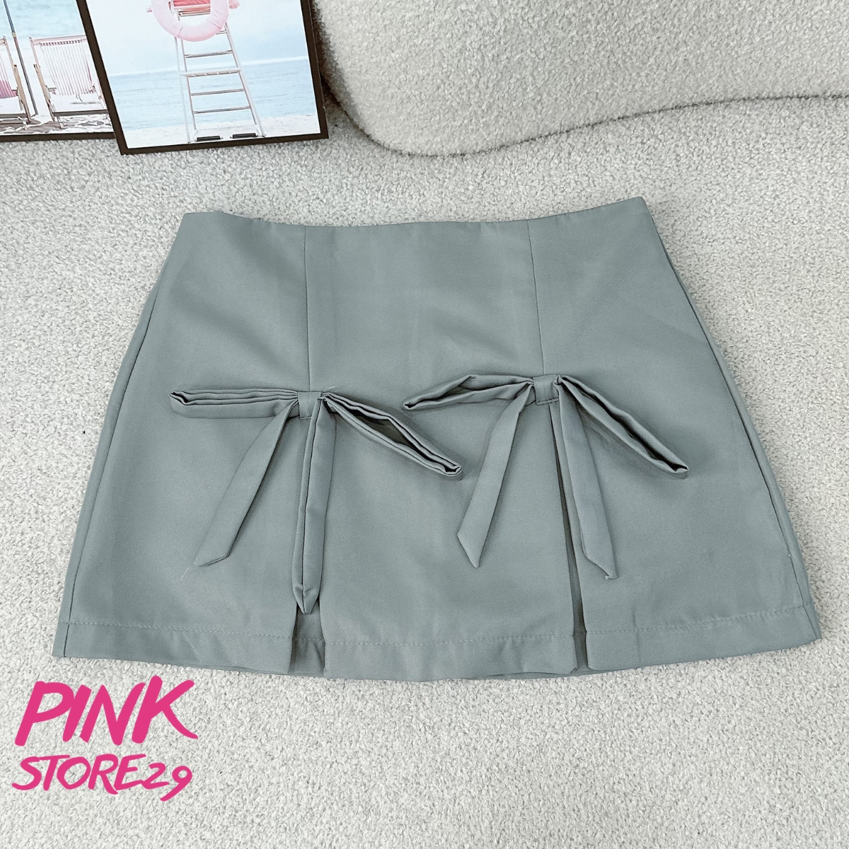 Chân váy cạp trễ kiểu xẻ tà pinkstore29 đính nơ xinh xắn c084