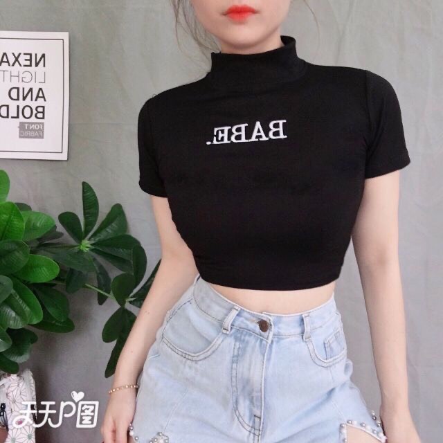 [HCM]Áo croptop cổ lọ BABE mẫu mới cực xinh ( kèm ảnh thật)