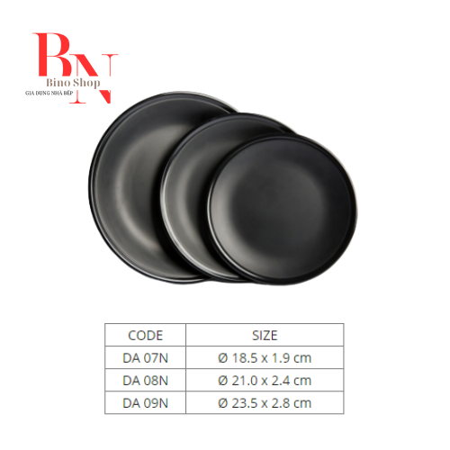 Dĩa Nhựa Melamine Tròn Nhám Đen