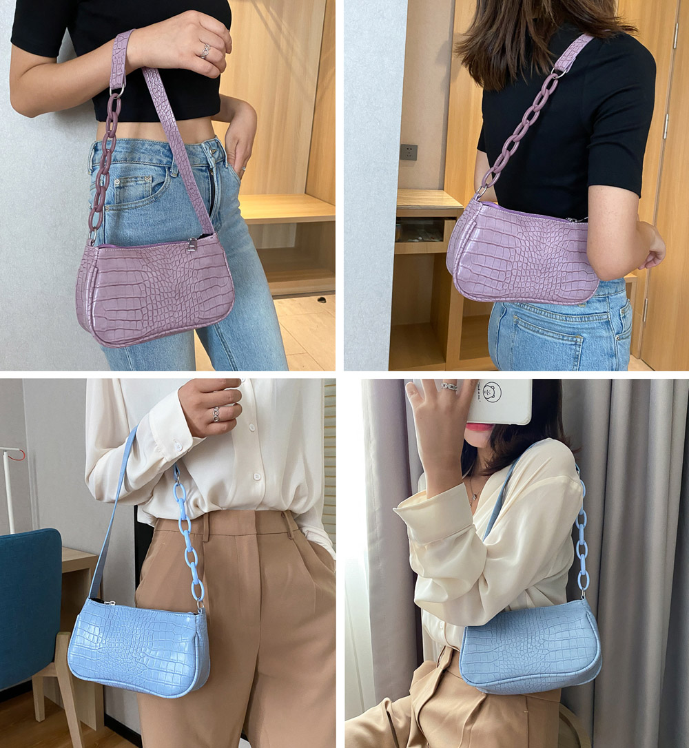 Túi Kẹp Nách Phối Dây Xích Vân Da - 100style
