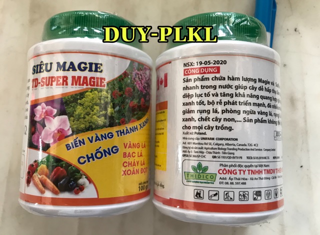 Phân bón lá Super Magie biến vàng thành xanh - chai 100 gram