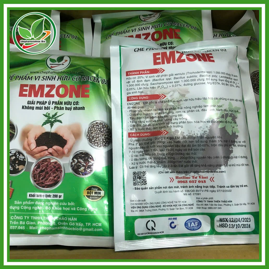 Combo 4 gói. Chế phẩm sinh học hữu cơ EMZONE  . Gói 200gr