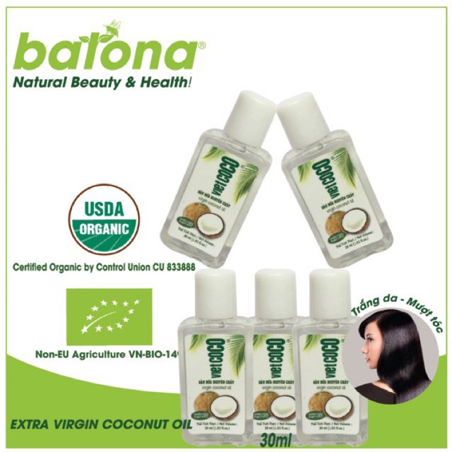 Dầu dừa nguyên chất ép lạnh Vietcoco 30ml
