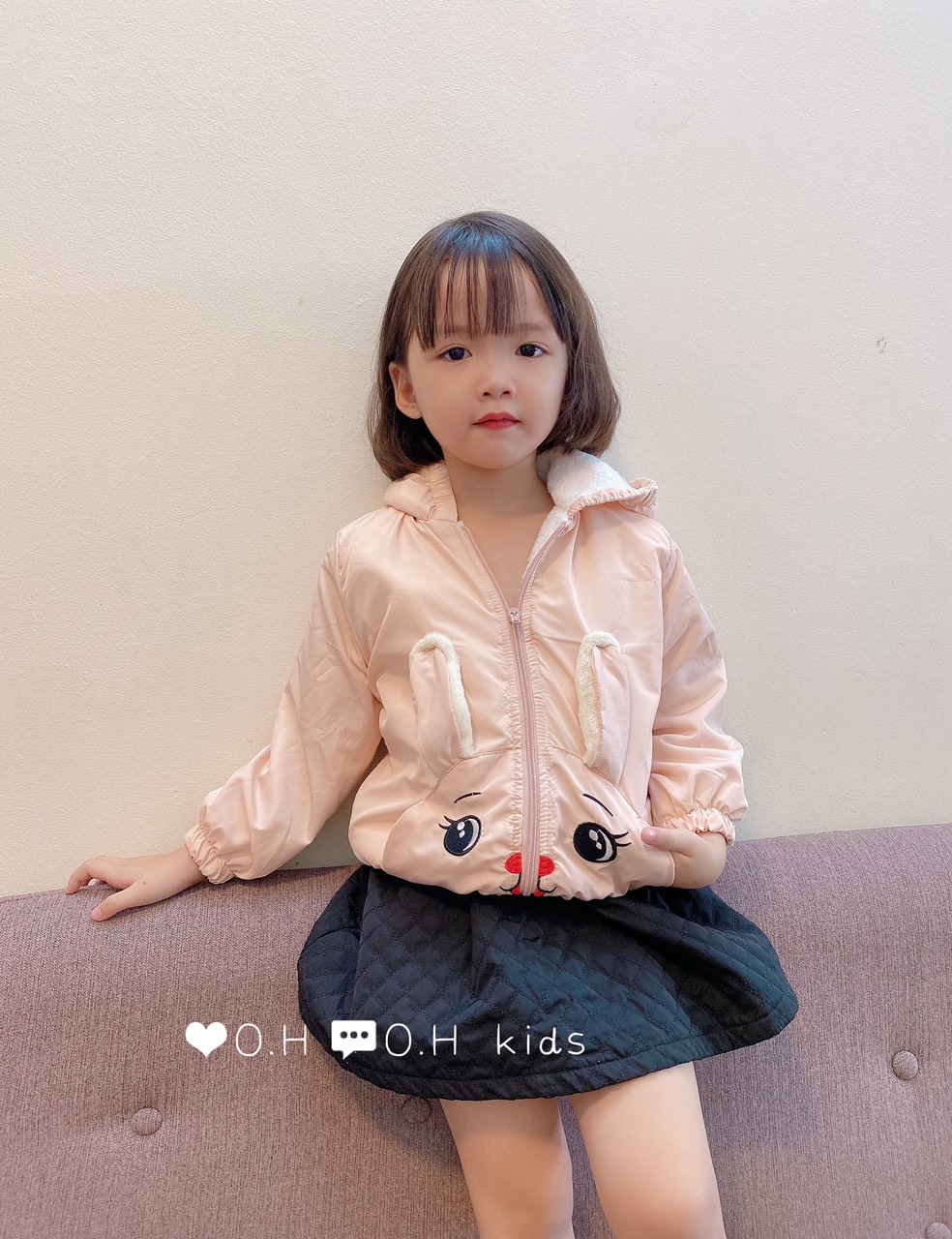 Áo gió THỎ lót lông cho bé