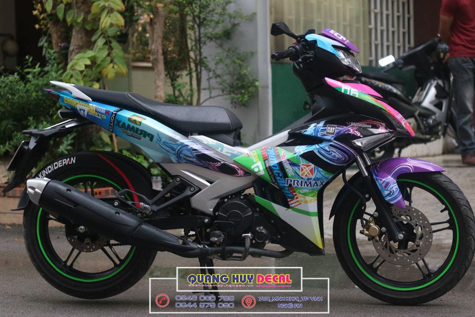 tem trùm xe exciter 150 pha nhiều màu độ đẹp - Tem trùm xe máy exciter 150 làm theo yêu cầu - tem xe exciter 150 đẹp rẻ chất