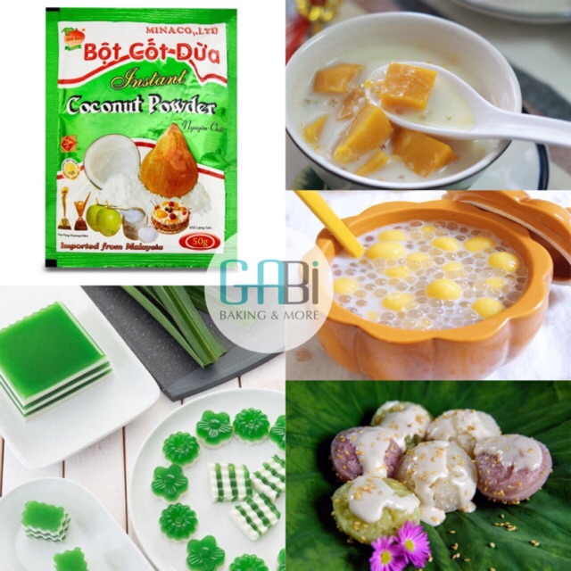 10 Gói Bột Cốt Dừa Nguên Chất 50g (Coconut Powder)