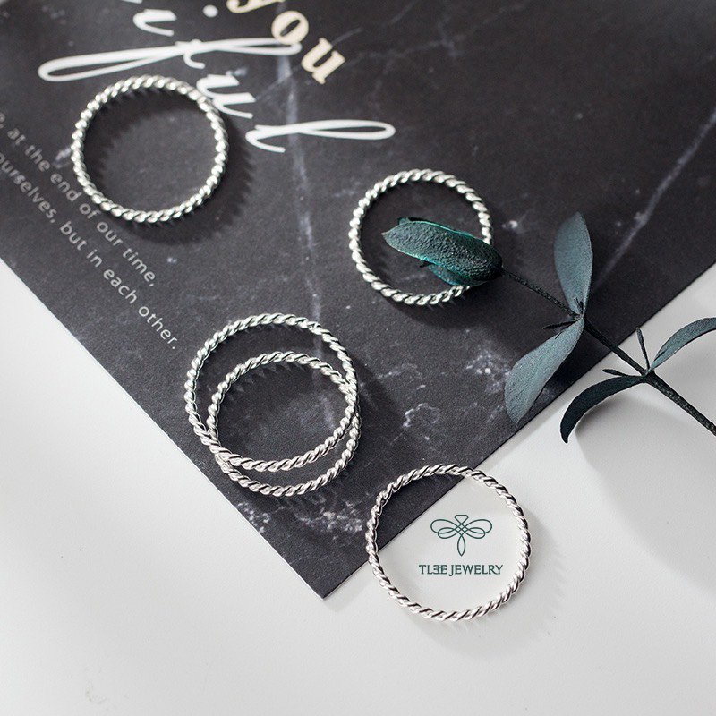 Nhẫn bạc TLEE xoắn bạc nguyên chất basic cá tính TleeJewelry A0279