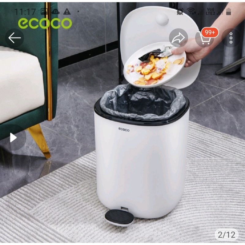 Thùng rác, bật rác đạp chân ECOCO 11L  thông minh 2228