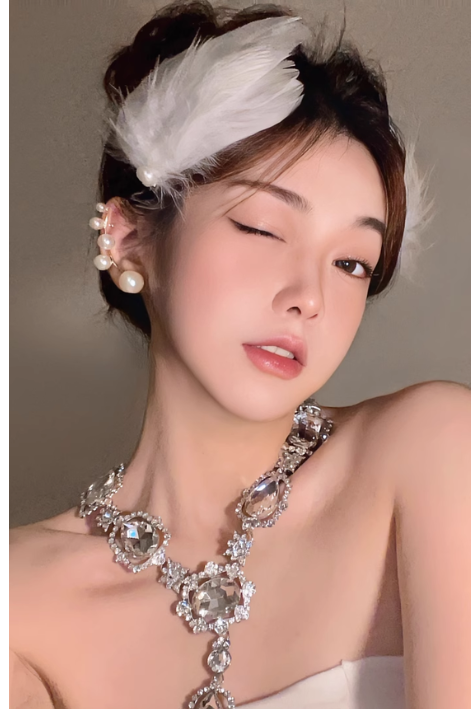 1 chiếc kẹp tóc lông vũ đính ngọc xinh đẹp
