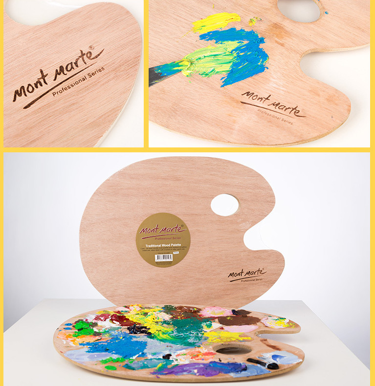 Khay Pha Màu Gỗ Palette Oval Gỗ Mont Marte (Oval Wood Palette 30x38cm)