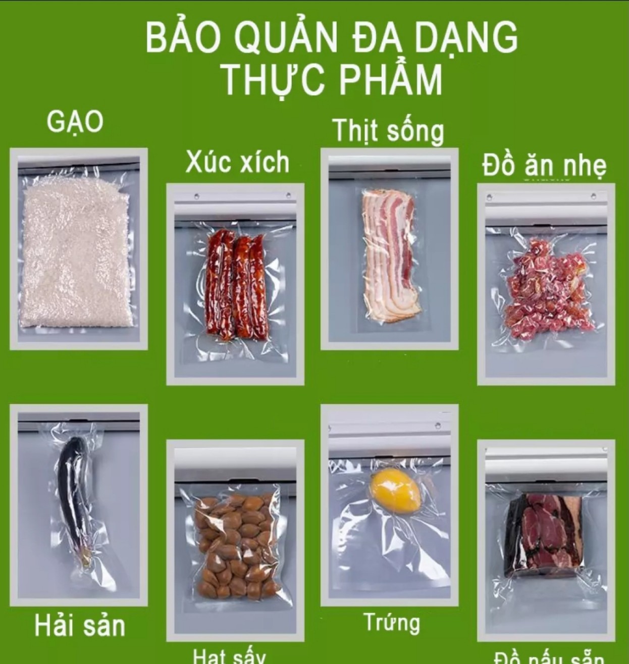 Set 1kg Túi Hút Chân Không Thực Phẩm 2 Mặt Trơn