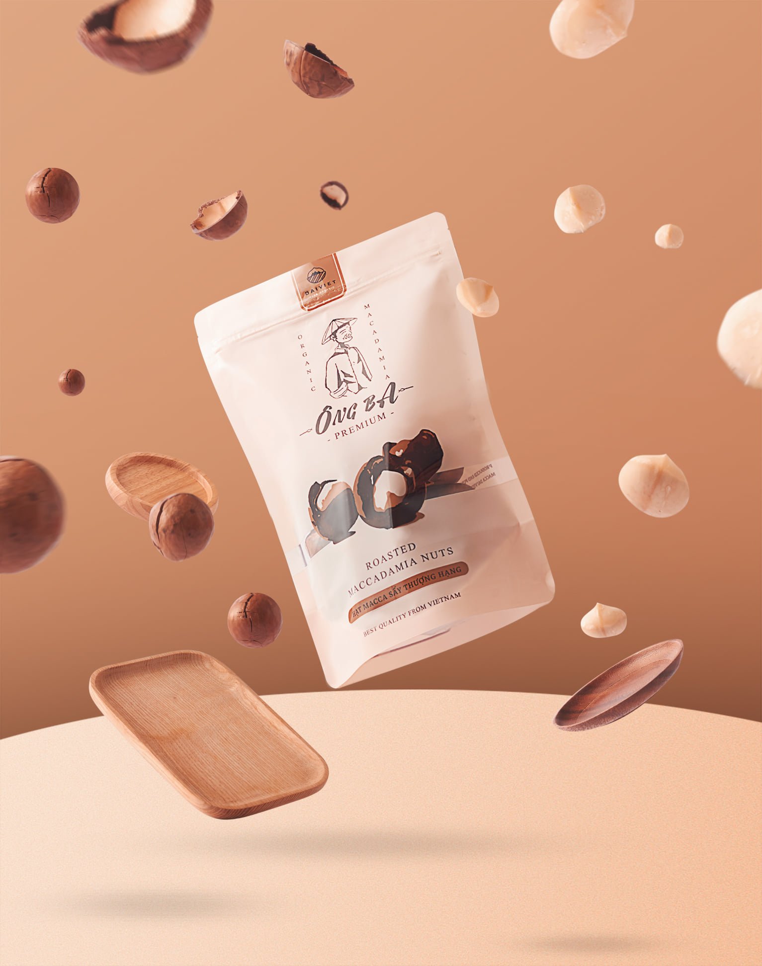Hạt Mắc-Ca Ông Ba Sấy Thượng Hạng - Gói 500g