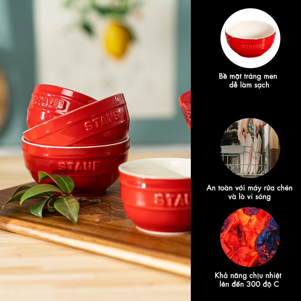 Tô gốm sứ cao cấp STAUB 17cm (đỏ cherry/xanh basil)