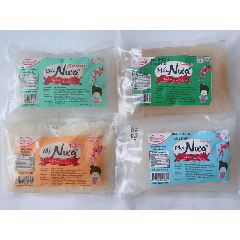 Combo 3 bún nưa 1 phở nưa keto das 240g - đồ ăn vặt