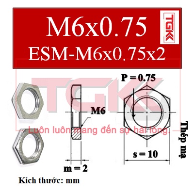 Đai ốc siêu mỏng mạ kẽm m6-m14