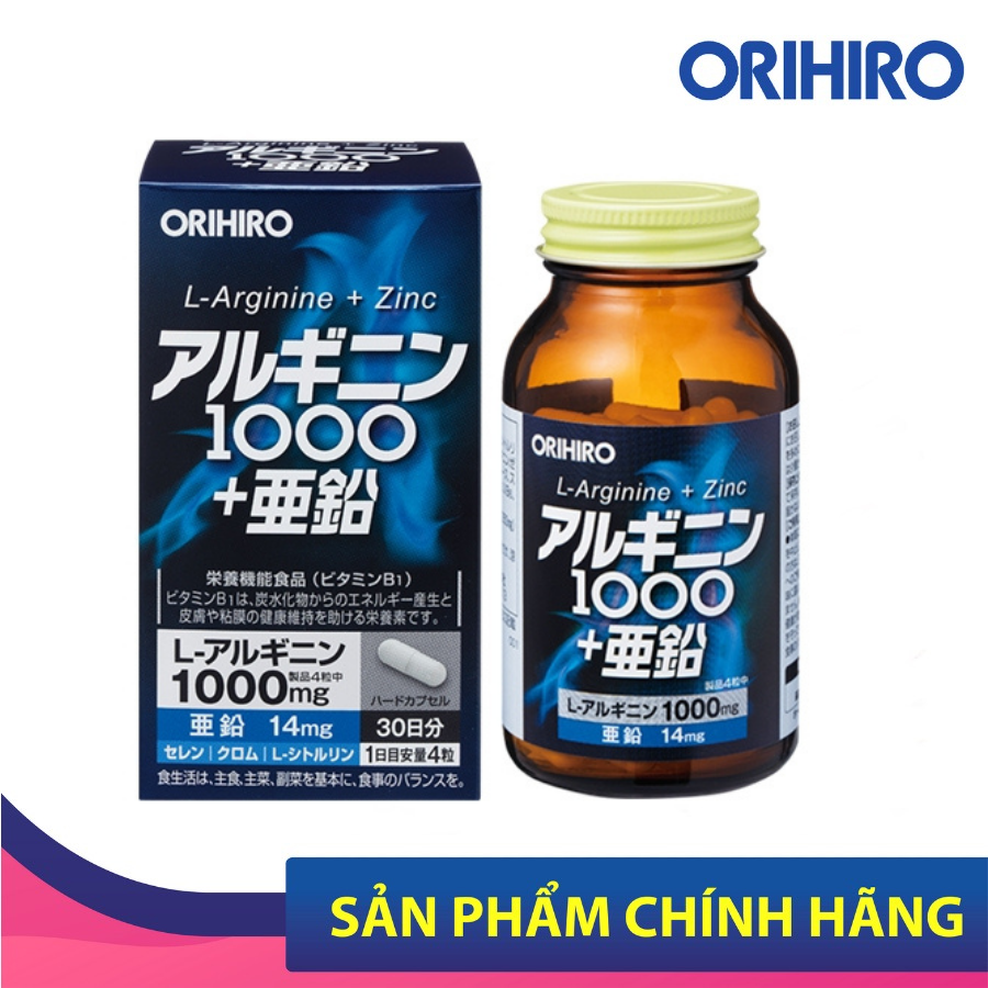 Viên Uống L-Arginine 1000mg và Zin C Orihiro 120 Viên Tăng Cường Sinh Lý