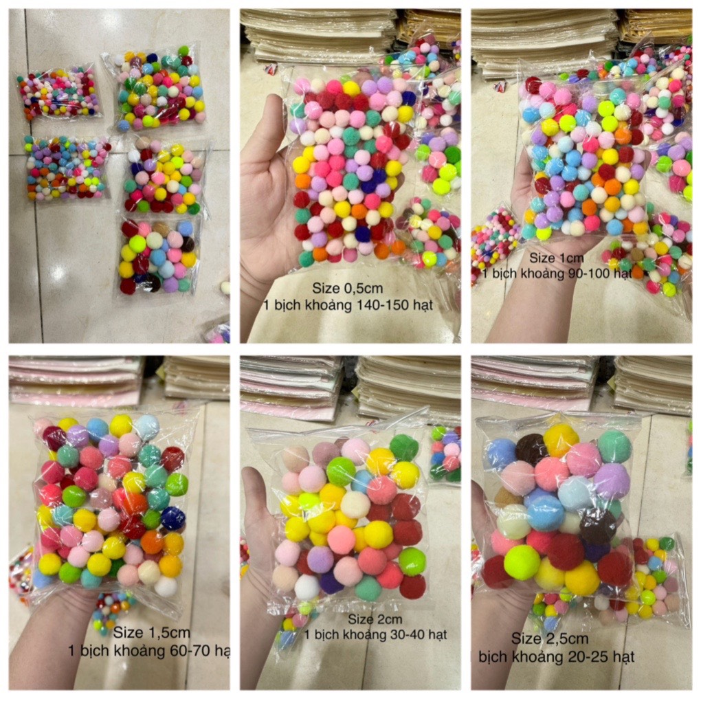 Hạt bom bom đủ size mix đủ màu .