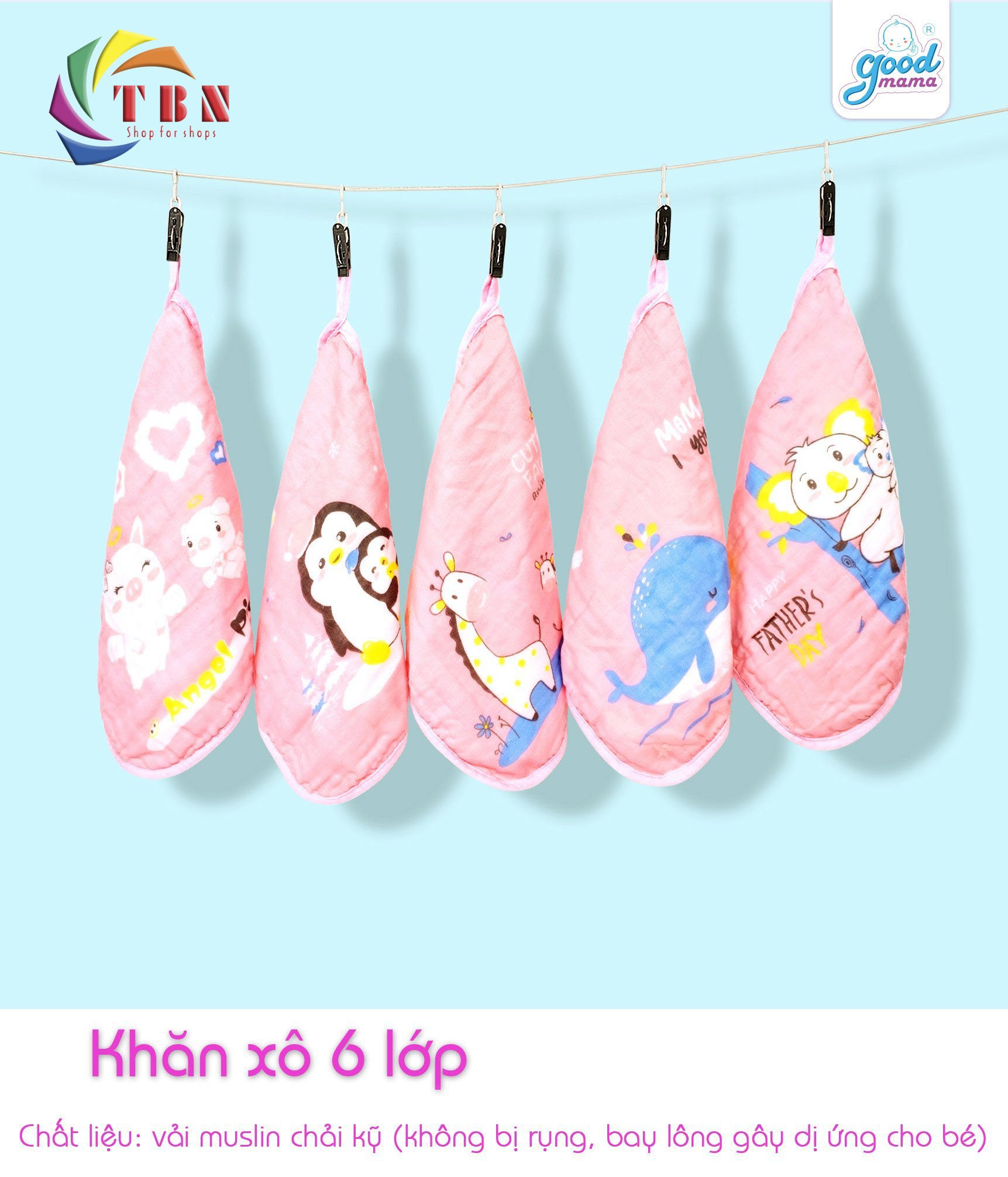 5 Khăn Sữa Goodmama 6 Lớp Muslin