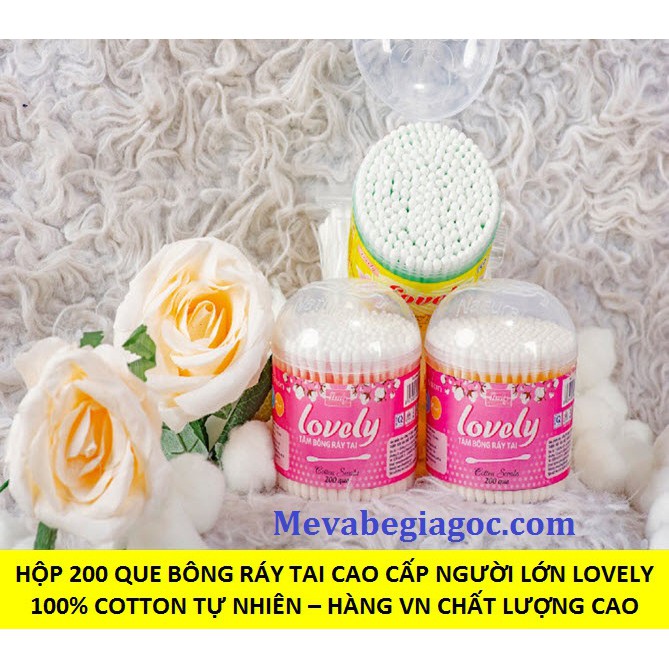 (FREESHIP ĐẾN 50k) (Hàng VN chất lượng cao) Hộp 200 que Bông ráy tai người lớn cao cấp Lovely (Màu ngẫu nhiên) NAM7