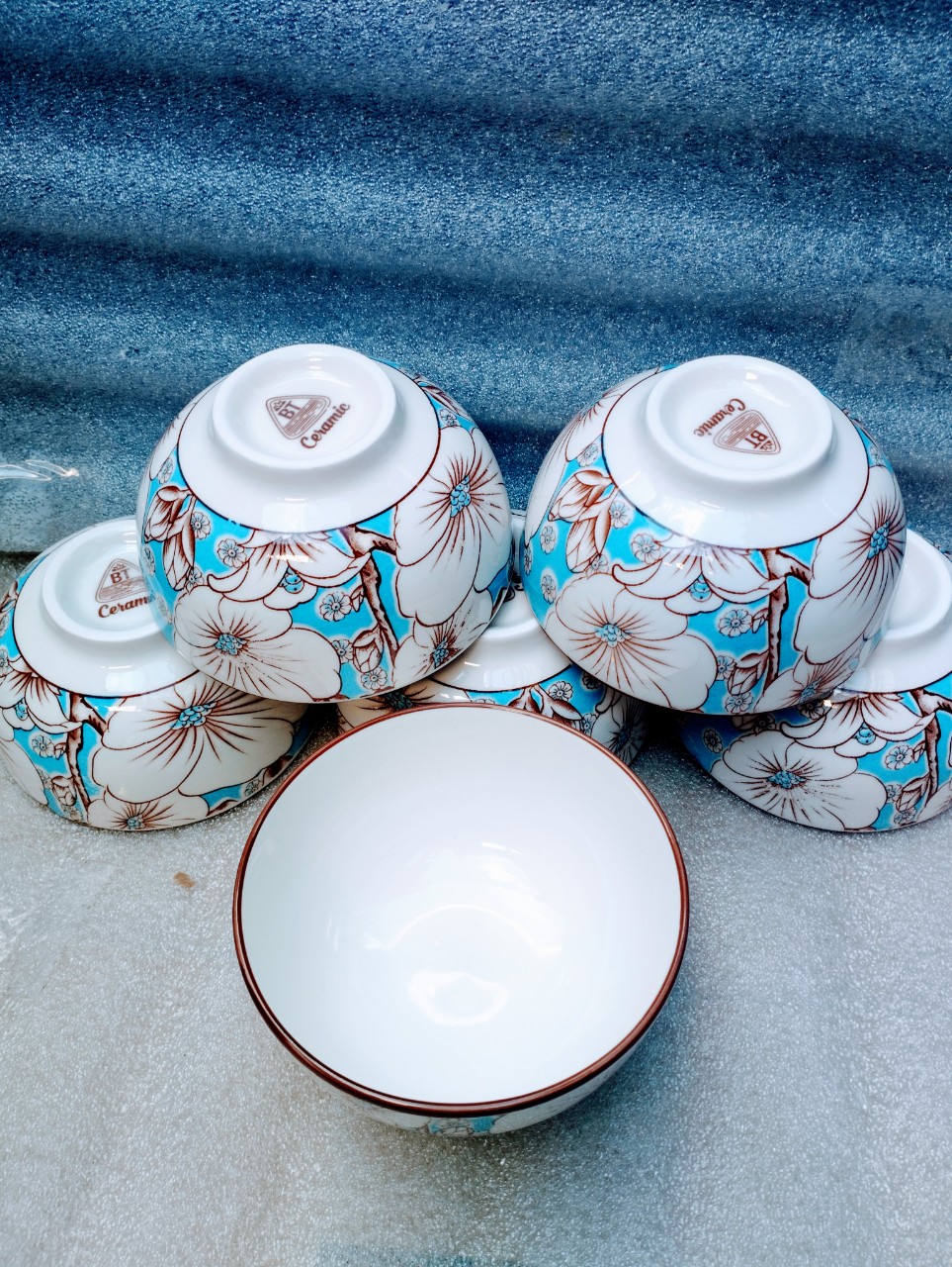 Combo 10 chén, 5 chén, 2 chén sứ cầu vòng 11.5cm