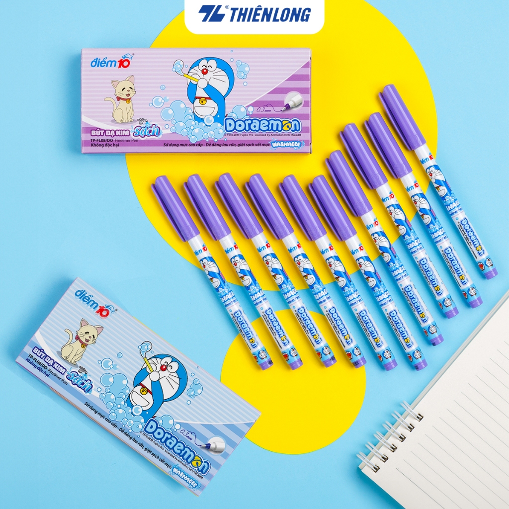 Bút lông kim điểm 10 doraemon tp-fl08/do - tím