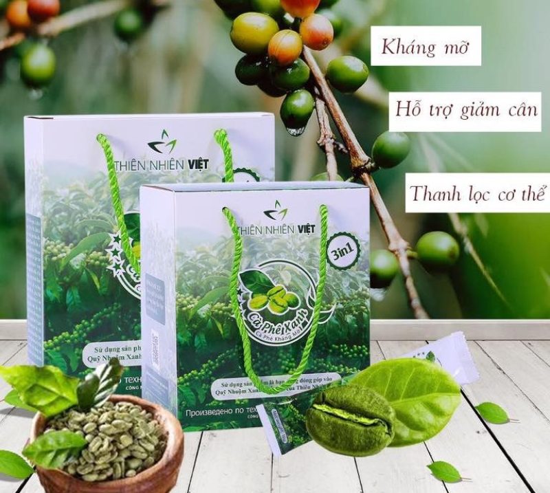 [CHÍNH HÃNG] Cà phê xanh giảm mỡ Thiên Nhiên Việt hộp 10 gói- cà phê xanh kháng mỡ- cà phê giảm cân
