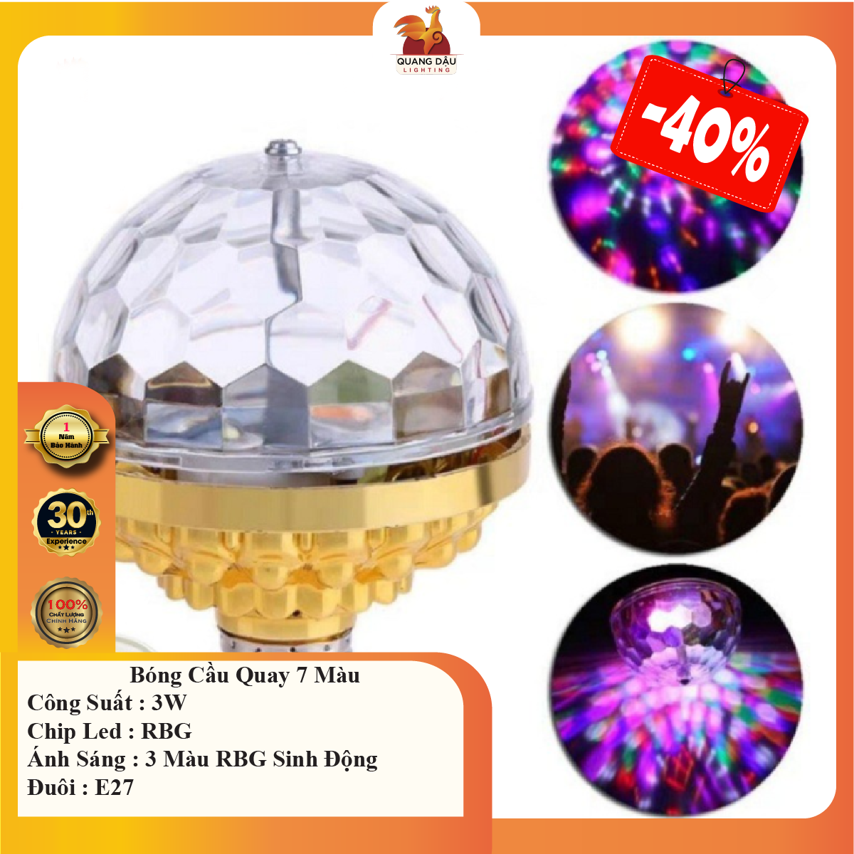 Đèn led cầu quay pha lê