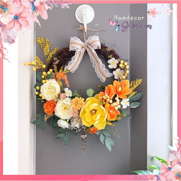 Hoa Giả Hoa Lụa -Decor Hoa Treo Tường -Treo Cửa, Trang Trí