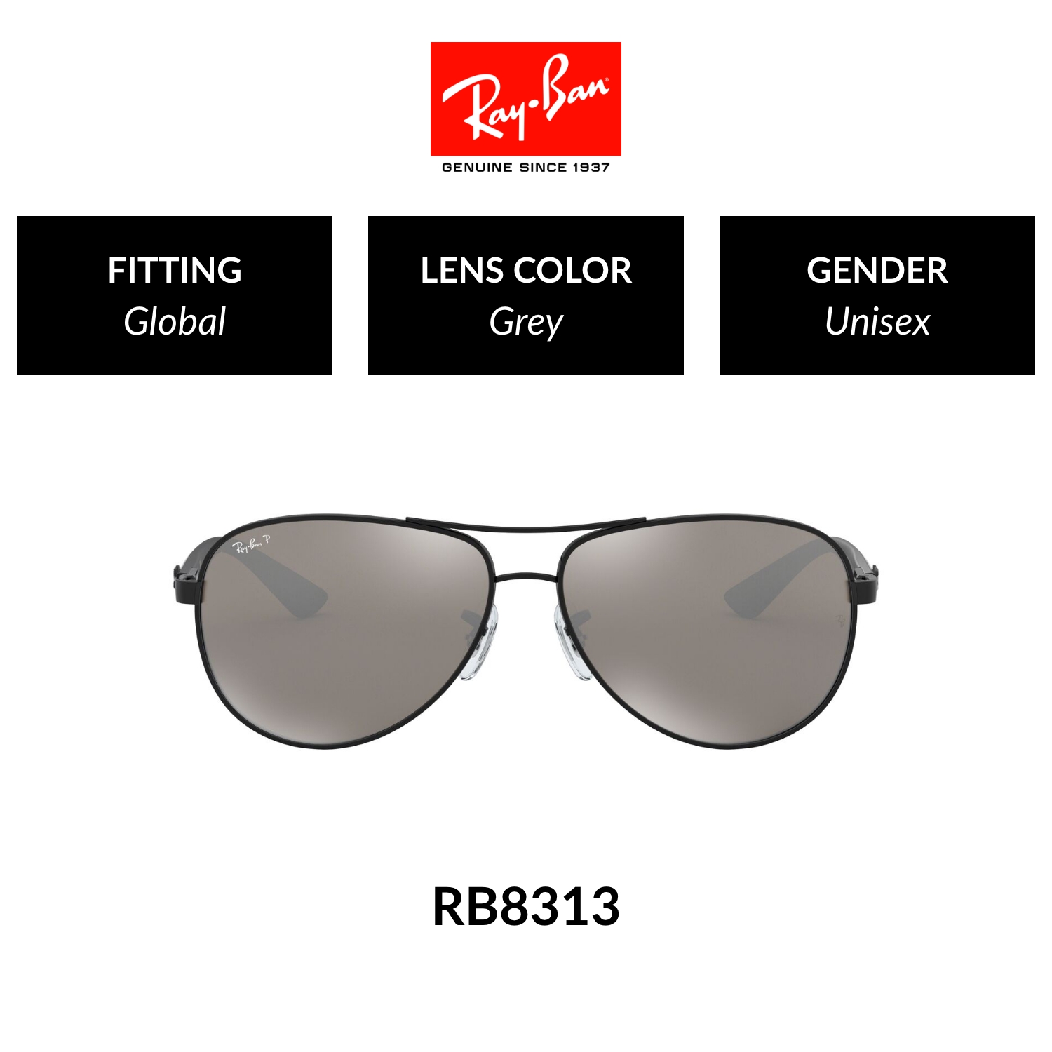 Mắt kính ray-ban polarized - rb8313 002/k7 - size 61 - kính mát