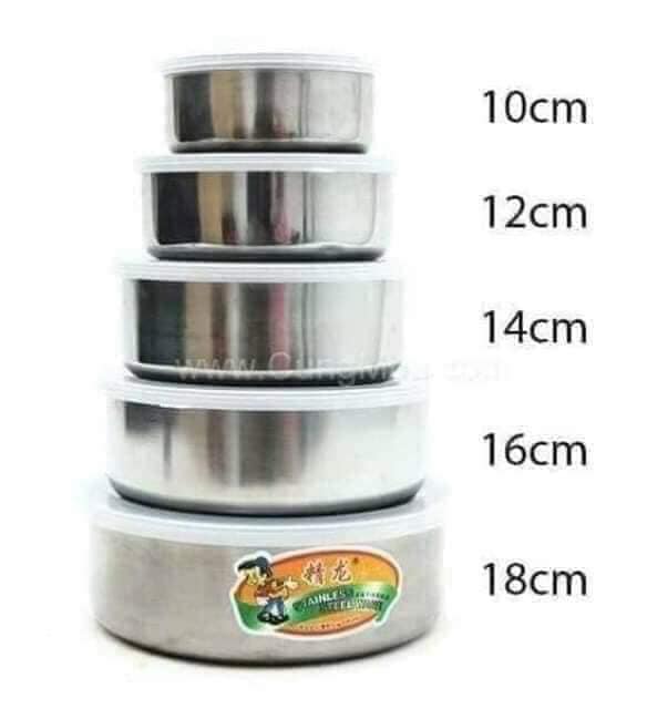 BỘ 5 món iNox có nắp đựng thức ăn