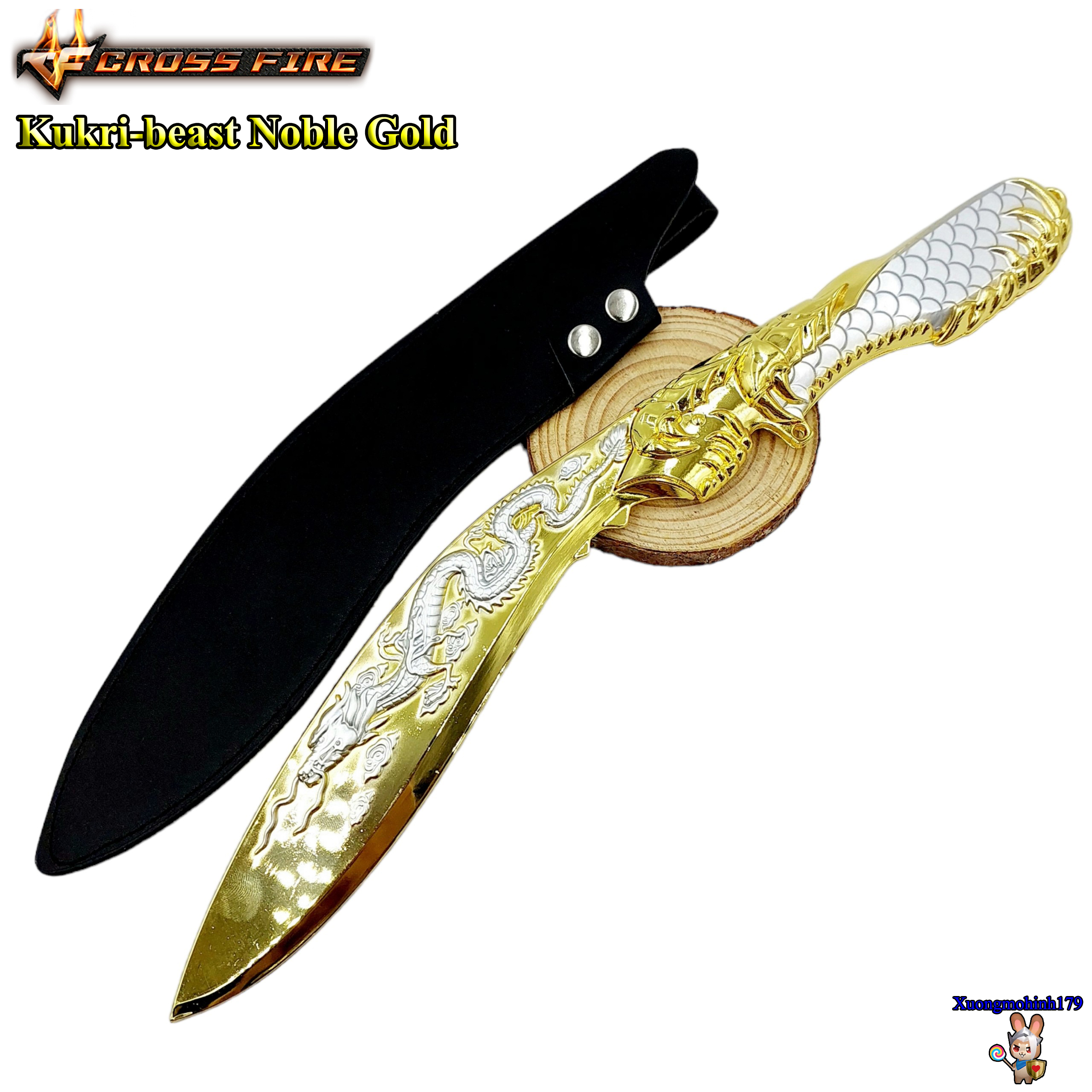 Mô hình Đột kích Kukri Beast Noble gold dao quắm cosplay kim loại 33cm