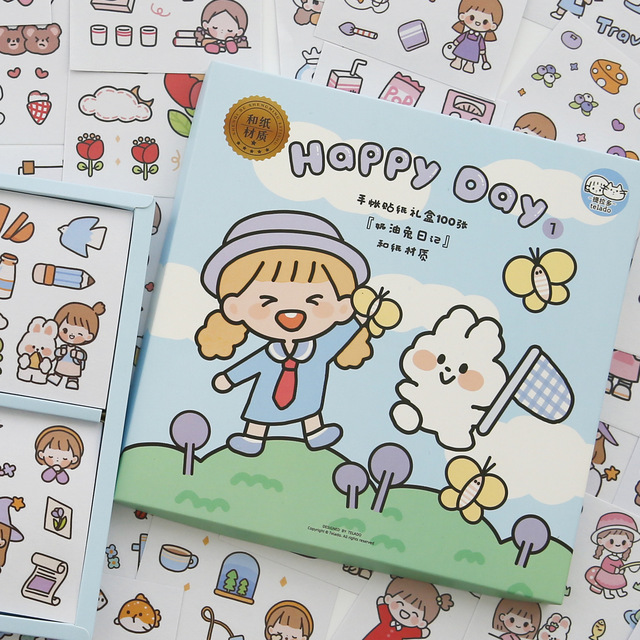 Set 100 tờ sticker trang trí Hàn quốc có tách lẻ