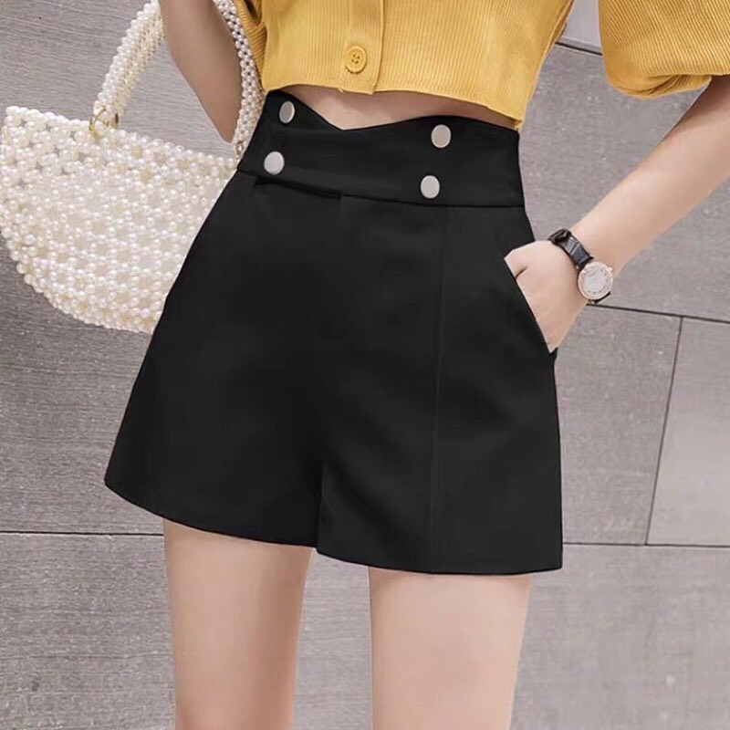 Quần short lưng cao 4 cúc cạp chéo