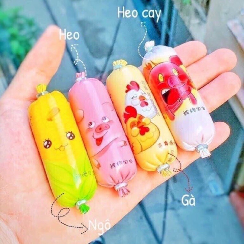 Xúc xích mini 4 vị (gà - heo cay - ngô - heo) cute
