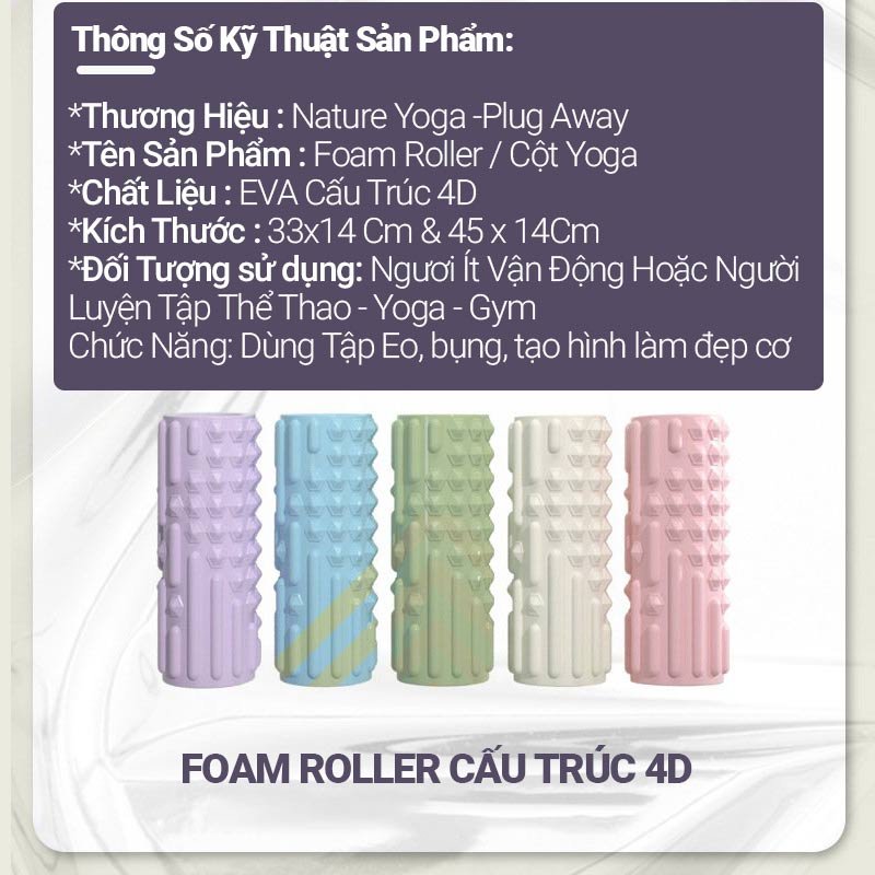 Ống Lăn Massage/ Làm Giãn cơ Foam Roller Cao Cấp 33-45-50cm