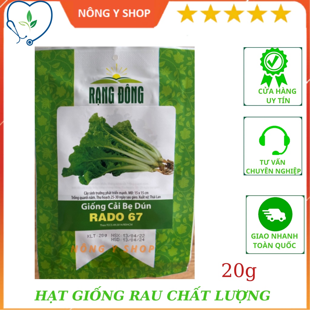 (Túi zip 100 hạt trồng thử) Hạt giống cải bẹ dún Rạng Đông RADO 67
