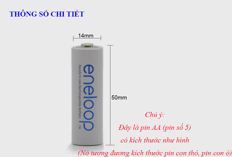 [Combo 4 viên] Pin tiểu sạc lại AA Eneloop 1900mAh (Pin trắng)