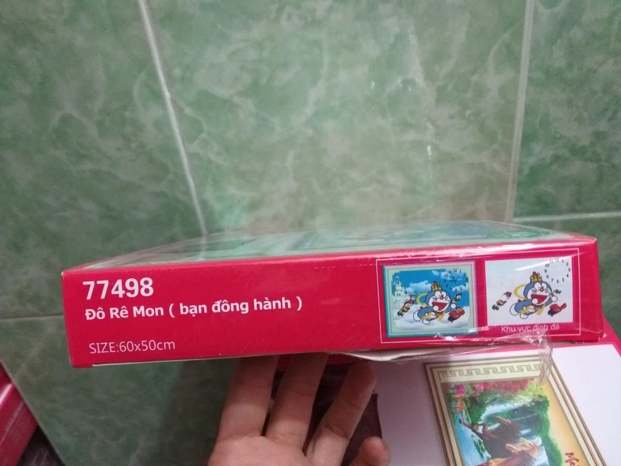 [HCM]Tranh đính đá đồng hồ đô rê mon 77498