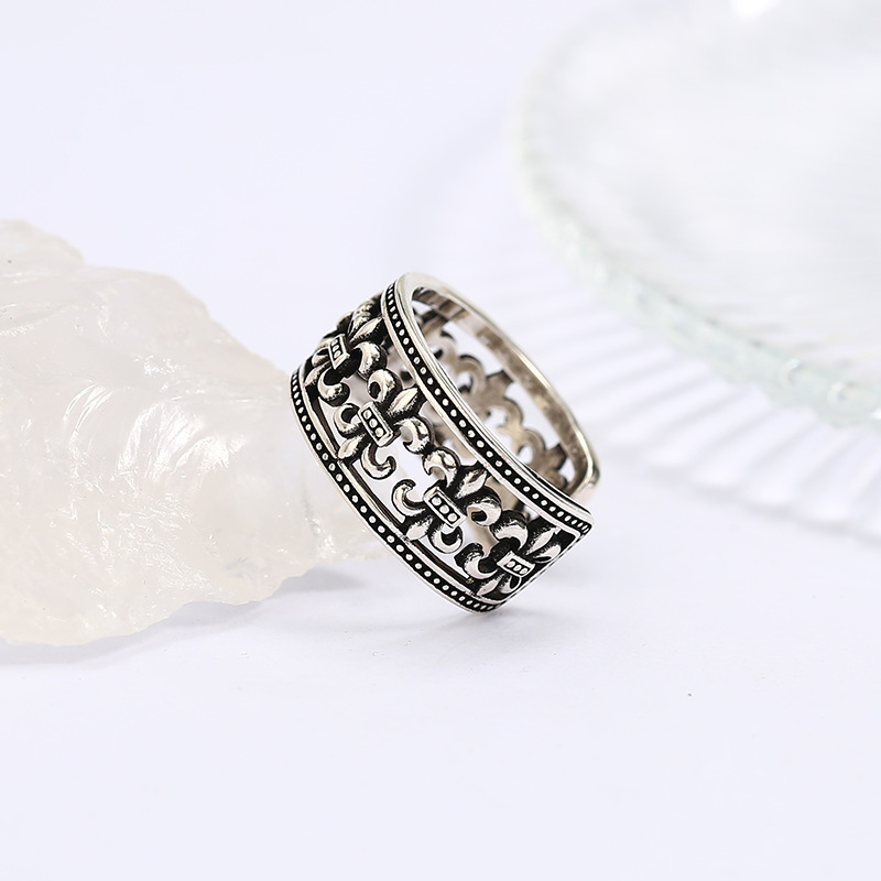 Nhẫn Chrome Heart Anchor mạ bạc 925 cao cấp .